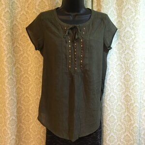 Liz Claiborne green top with studs